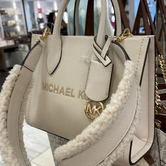 Michael Kors Mirella Small Pebbled Leather Shopper Top Zip Crossbody XBody Bag